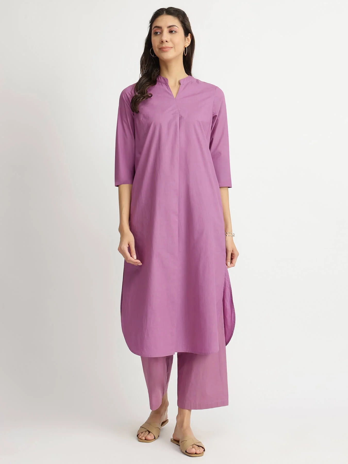 Lilac Lift – Air Loom Cotton Poplin Kurta Set