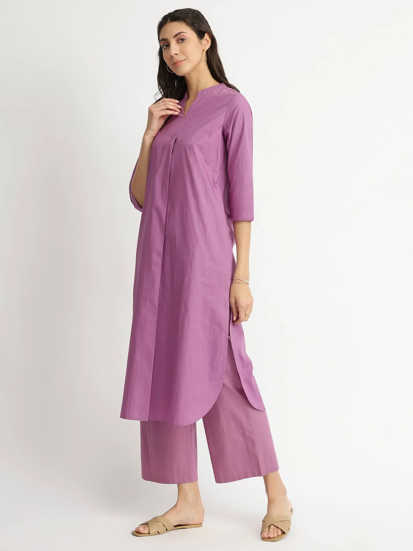 Lilac Lift – Air Loom Cotton Poplin Kurta Set