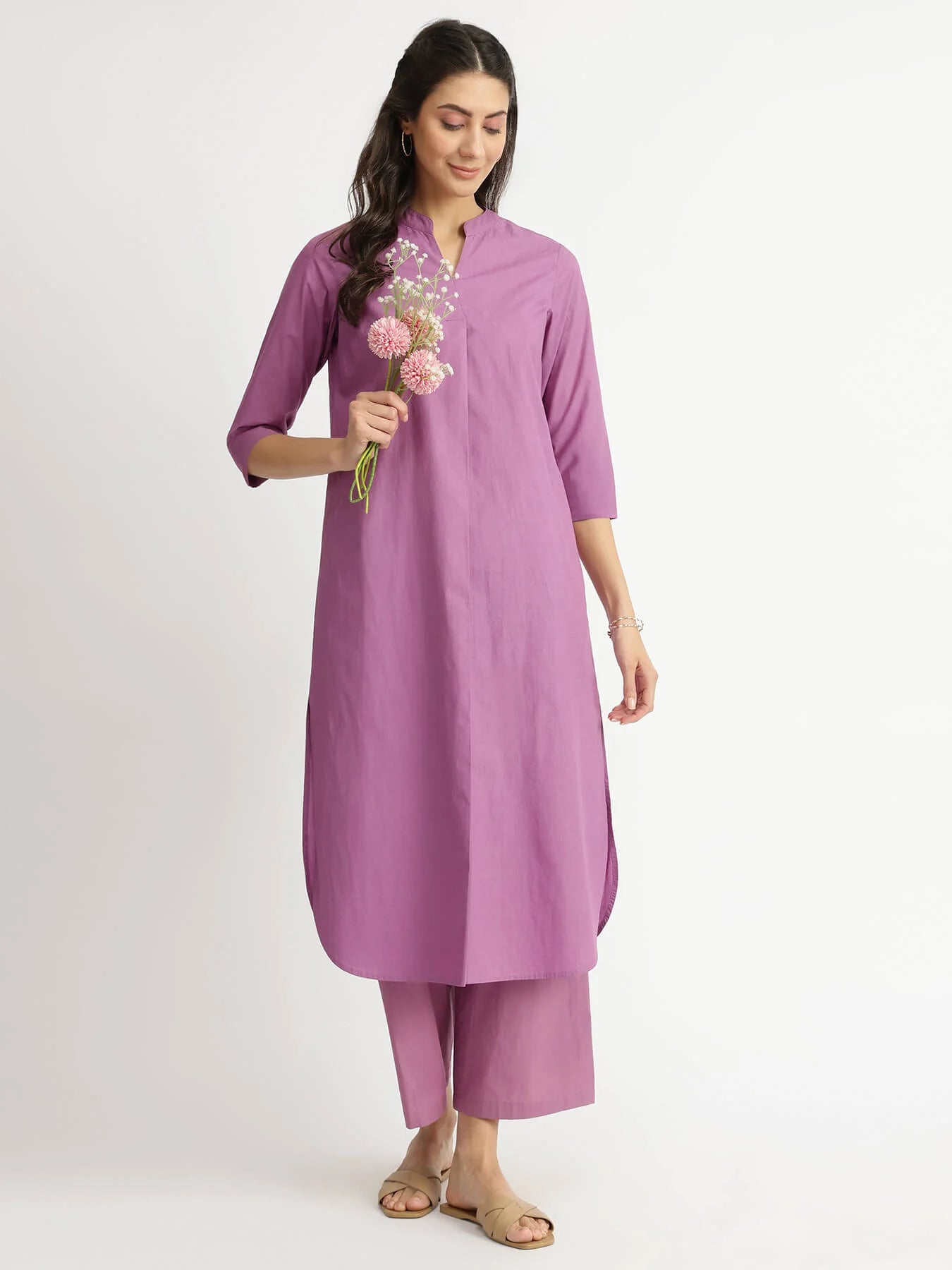 Lilac Lift – Air Loom Cotton Poplin Kurta Set