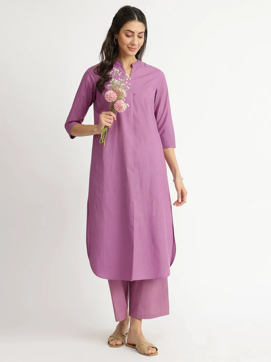 Lilac Lift – Air Loom Cotton Poplin Kurta Set