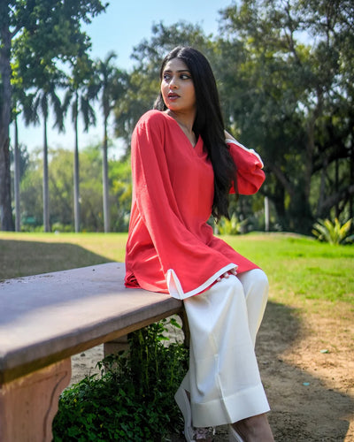 Elira Cotton Kurta Set for Women Relaxed Kurta with Straight Pants