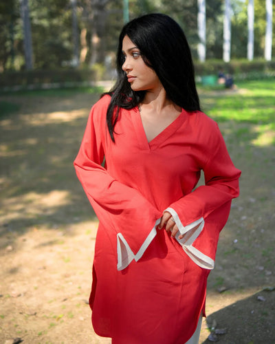 Elira Cotton Kurta Set for Women Relaxed Kurta with Straight Pants