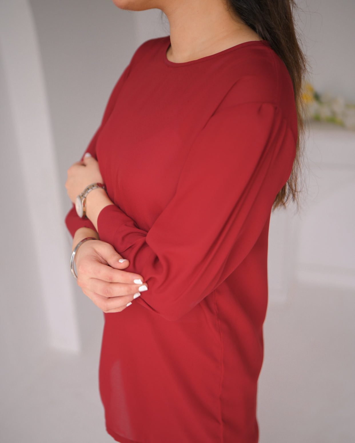 Vedora Crimson Comfort Dress Set – Effortless Style, All-Day Comfort