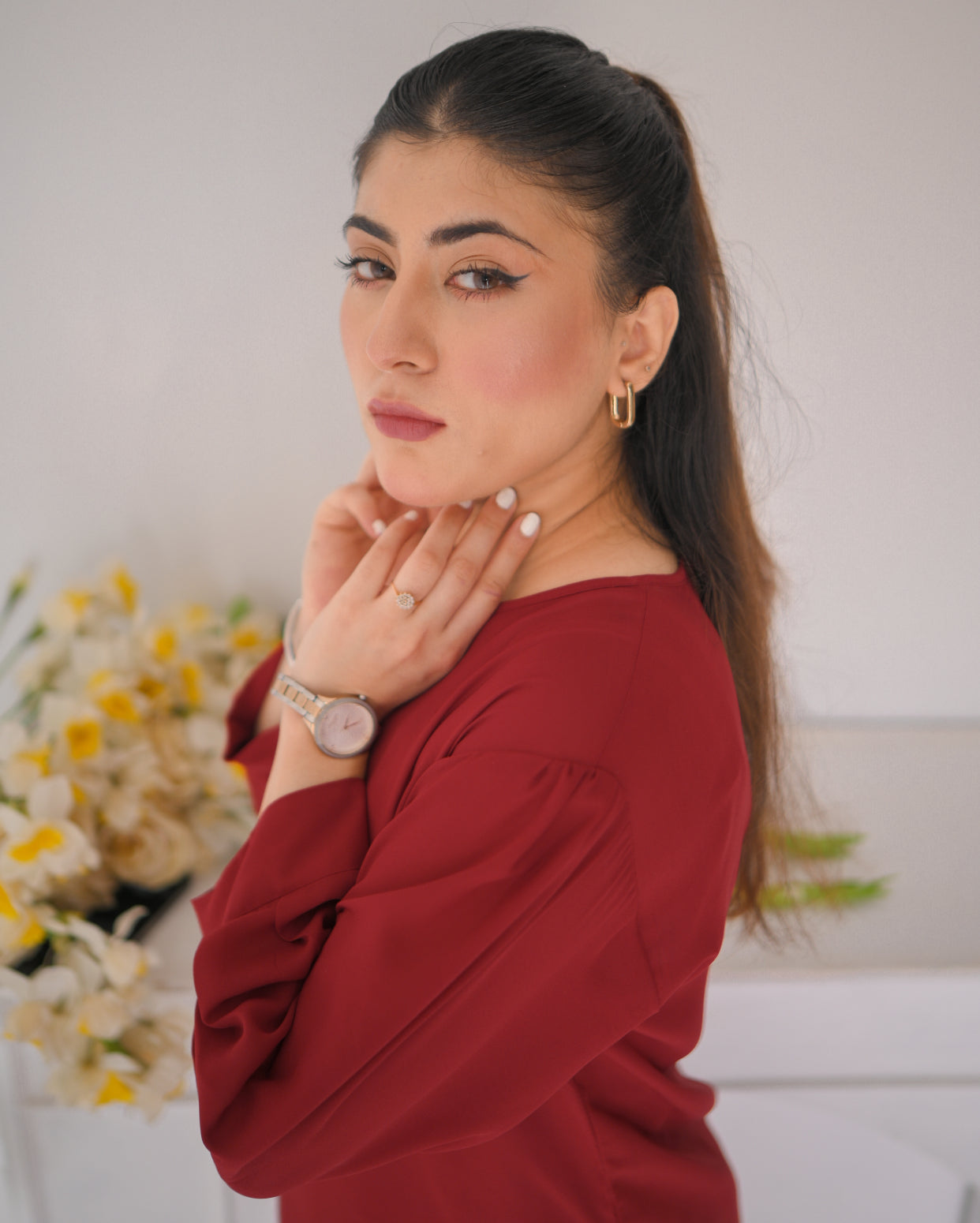 Vedora Crimson Comfort Dress Set – Effortless Style, All-Day Comfort