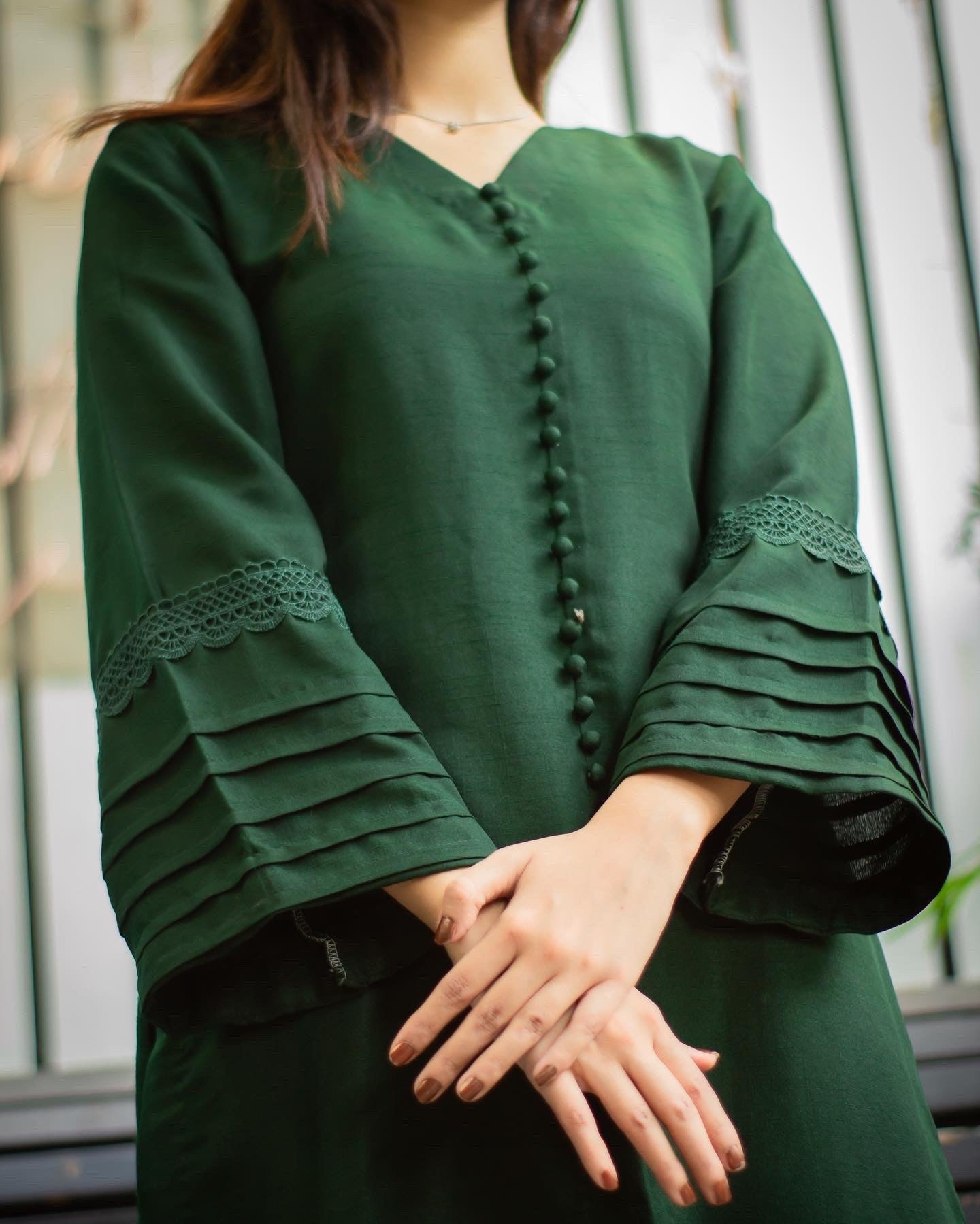 Vedora Bottle Green Cotton Suit – Where Tradition Meets Contemporary Elegance