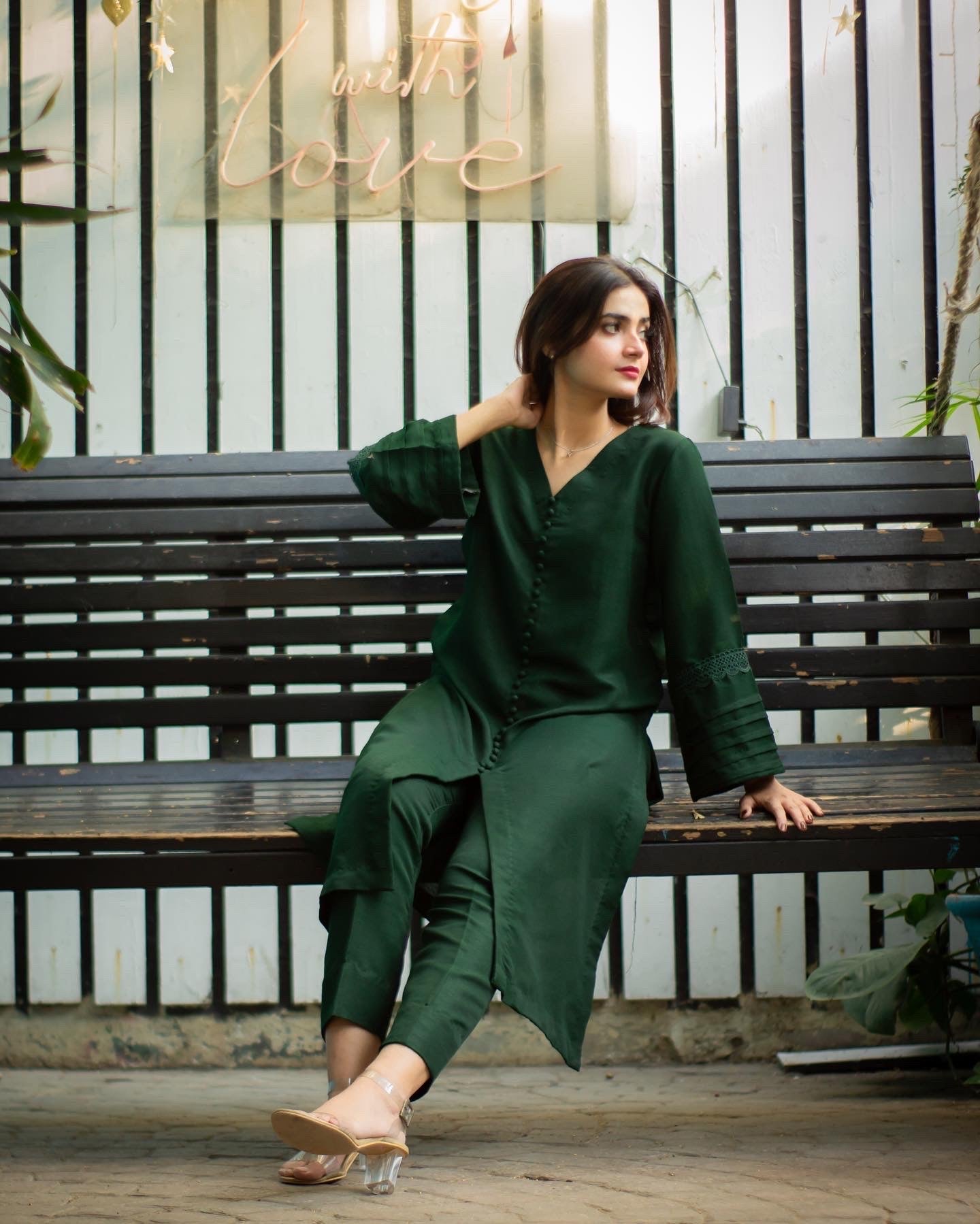 Vedora Bottle Green Cotton Suit – Where Tradition Meets Contemporary Elegance