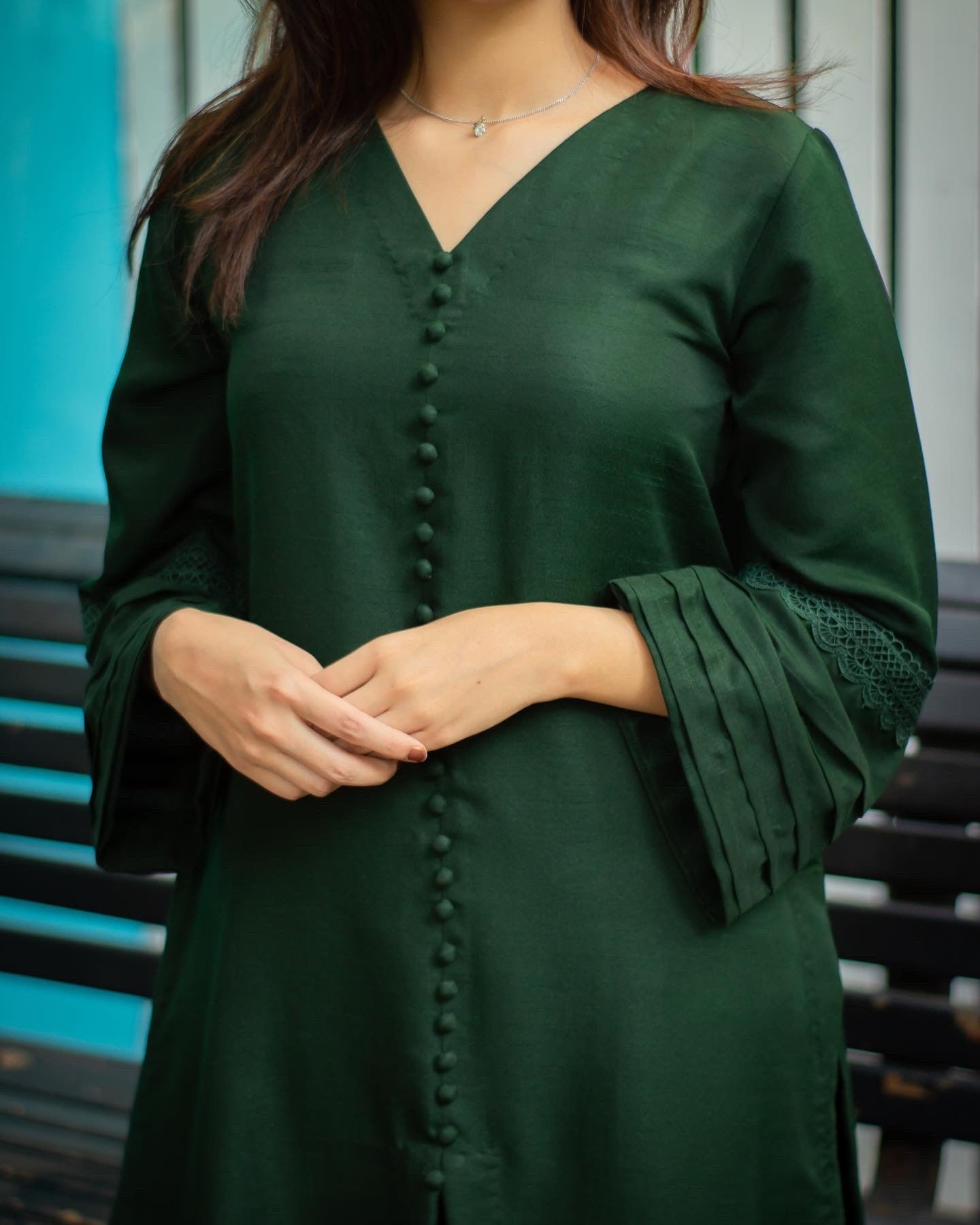 Vedora Bottle Green Cotton Suit – Where Tradition Meets Contemporary Elegance