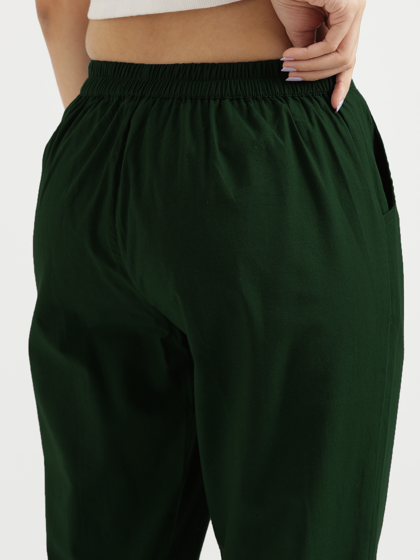 Vedora Serenity: Sage Green Cotton Pants for Effortless Style