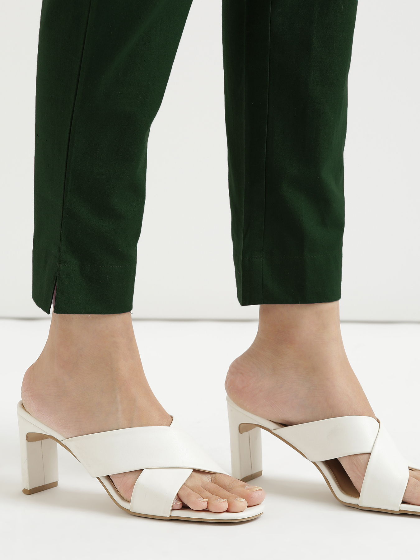 Vedora Serenity: Sage Green Cotton Pants for Effortless Style
