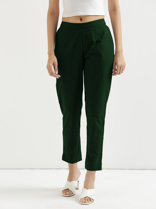 Vedora Serenity: Sage Green Cotton Pants for Effortless Style