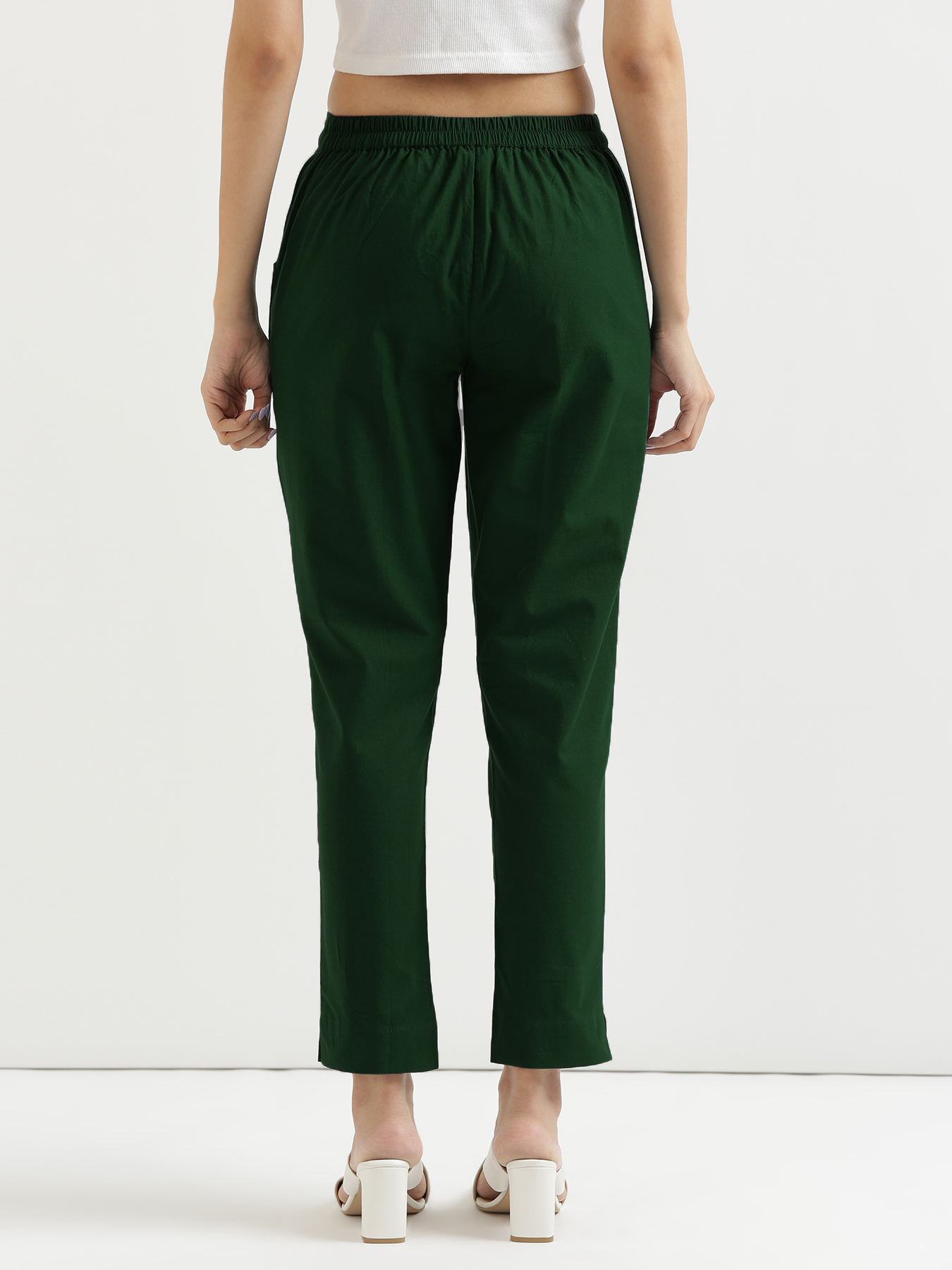 Vedora Serenity: Sage Green Cotton Pants for Effortless Style