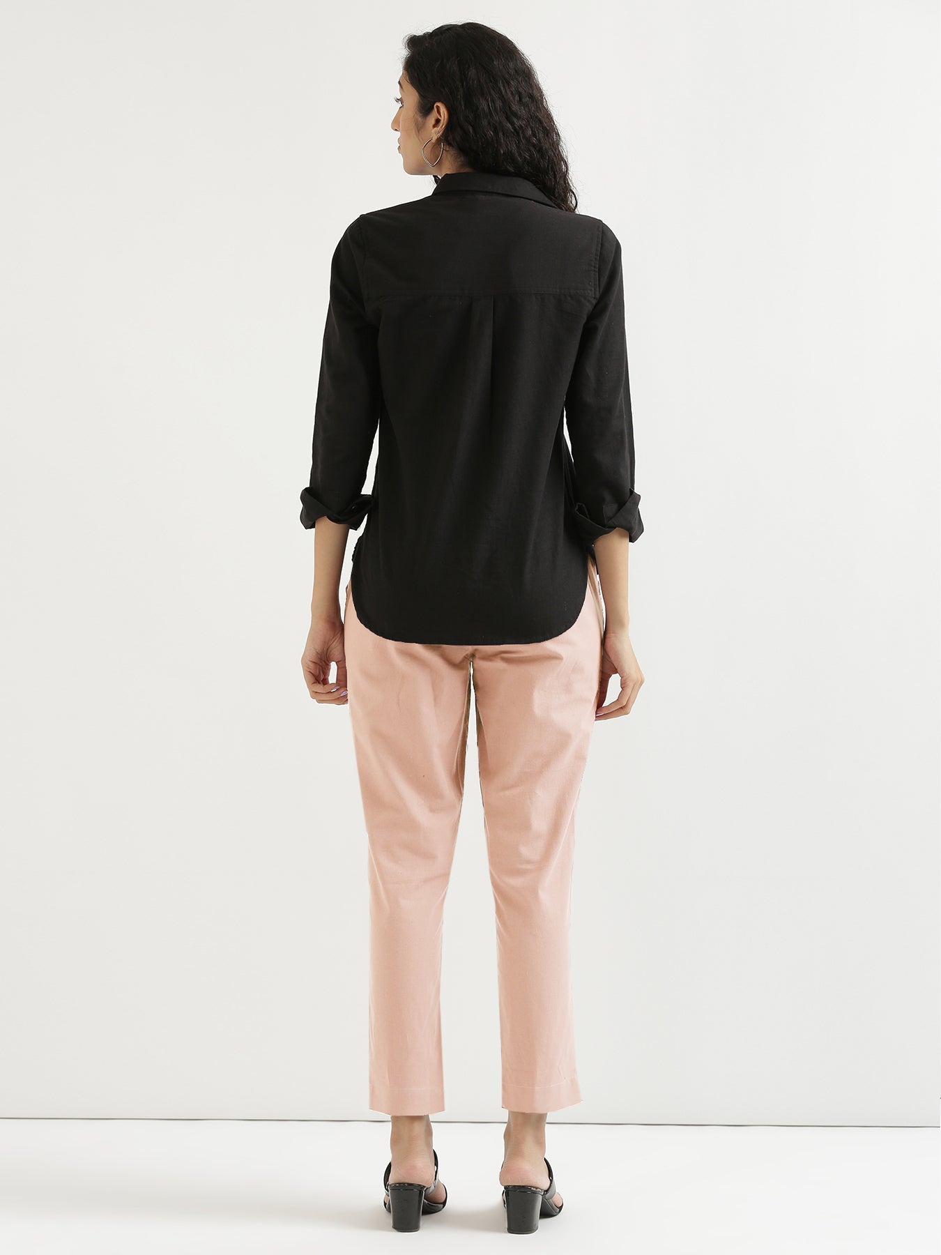 Vedora Chic: Salmon Pink Cotton Pants for Vibrant Comfort