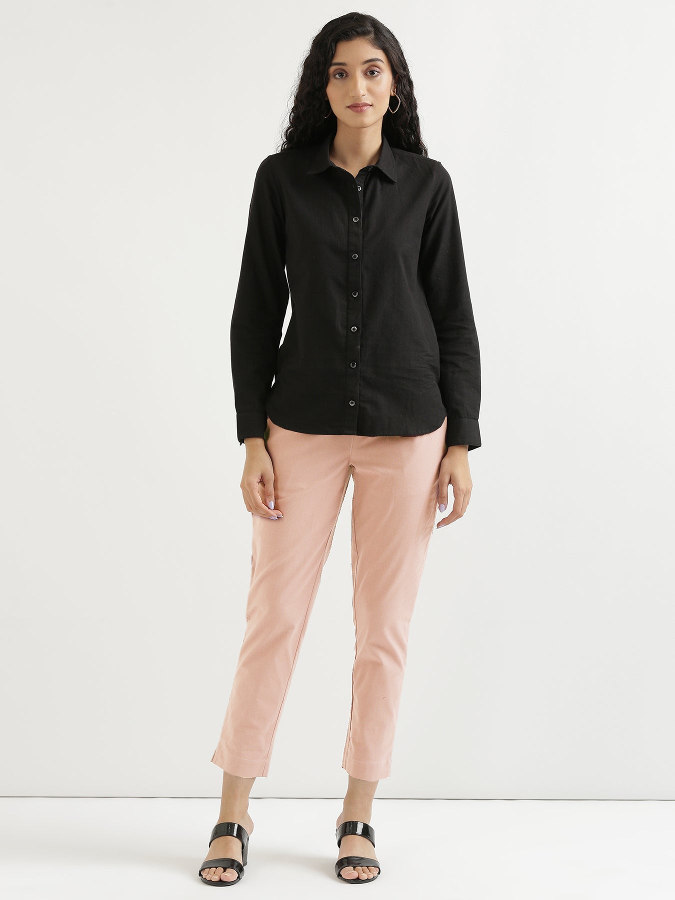 Vedora Chic: Salmon Pink Cotton Pants for Vibrant Comfort