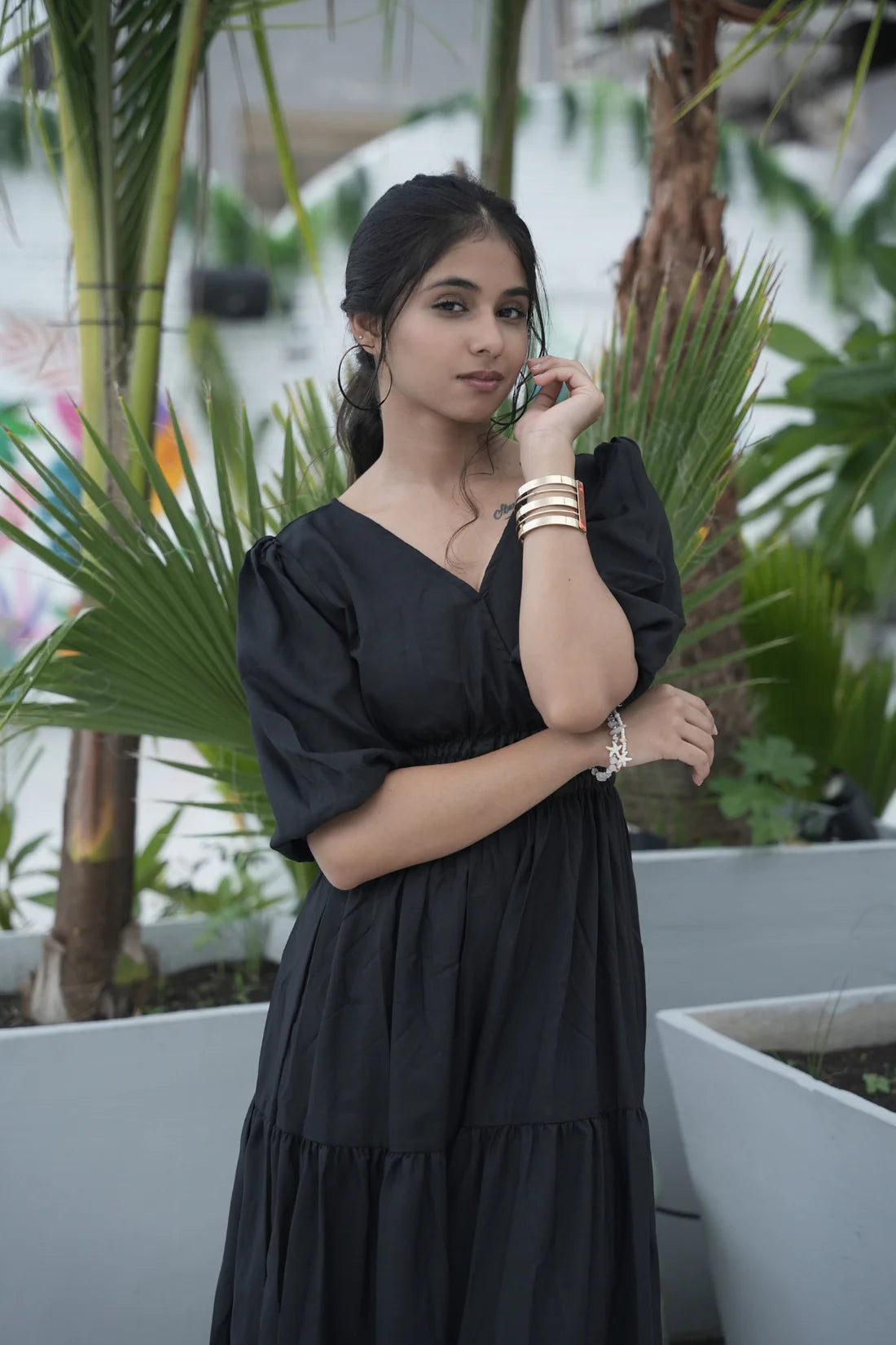 Rayon Smocked Tier Maxi Dress