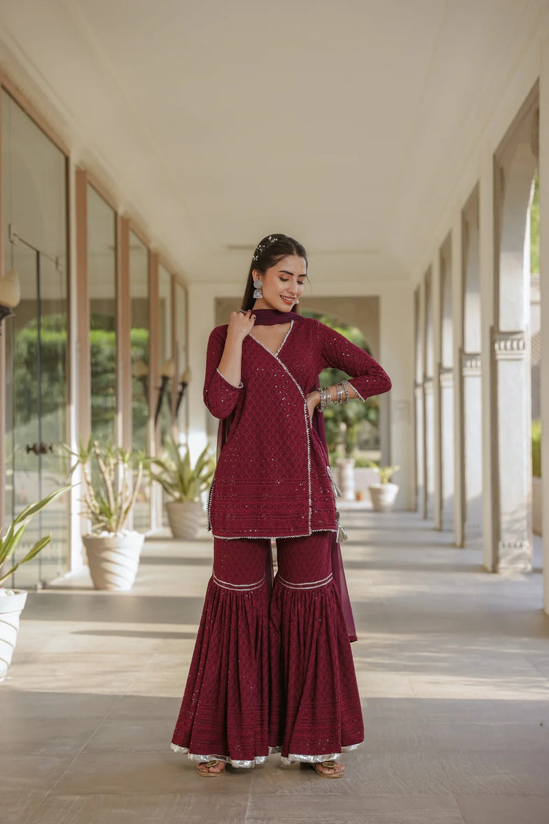 Sangria Angrakha Embroidered Sharara Set