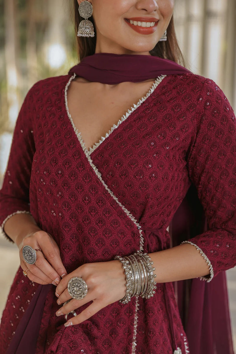 Sangria Angrakha Embroidered Sharara Set