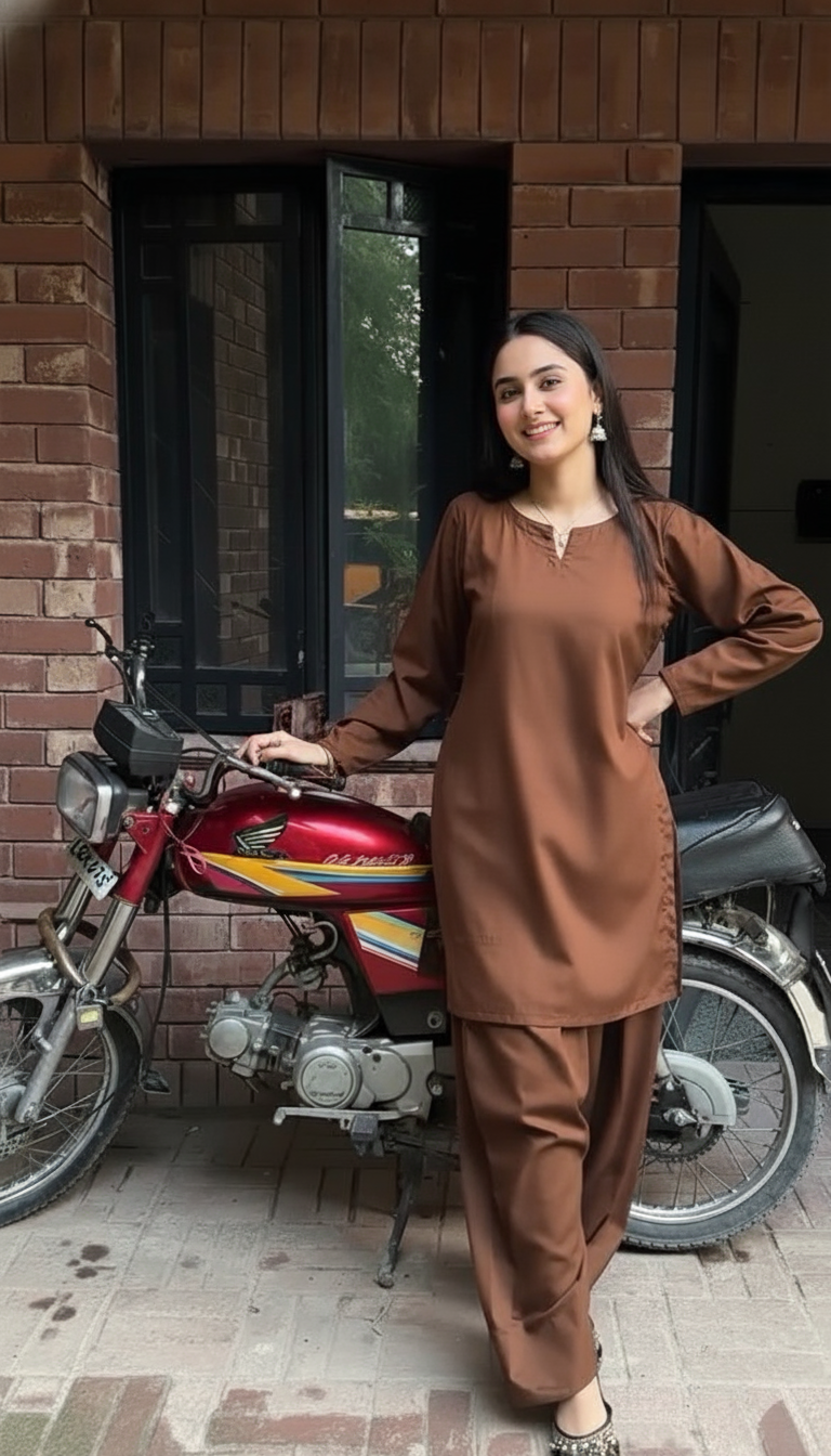 "Prithvi" - Caramel Brown Cotton Shalwar Kurta Set