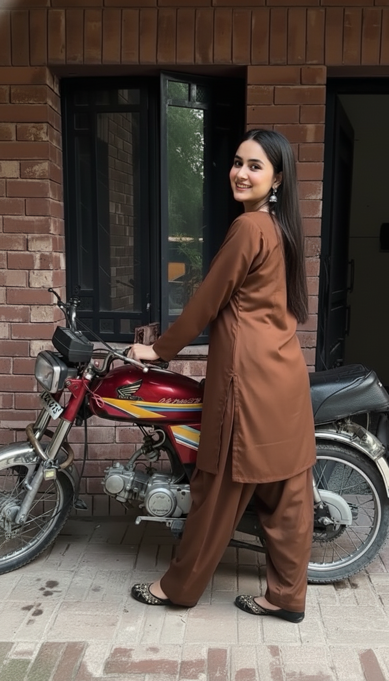 "Prithvi" - Caramel Brown Cotton Shalwar Kurta Set