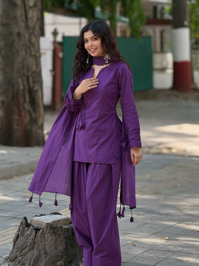 Zareen Cotton Farshi Salwar Set for Women Kurta Dupatta with Farshi Pants