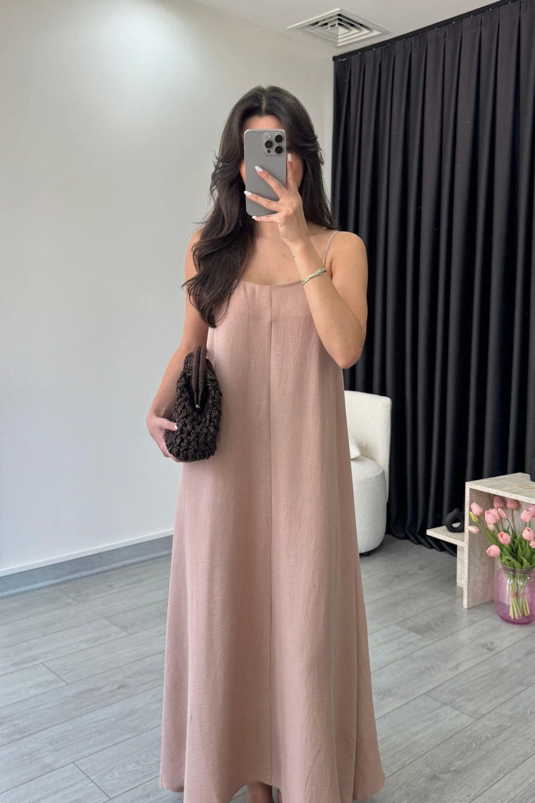 "Anamika" - Premium Flowy Fabric Maxi Dress with Spaghetti Straps