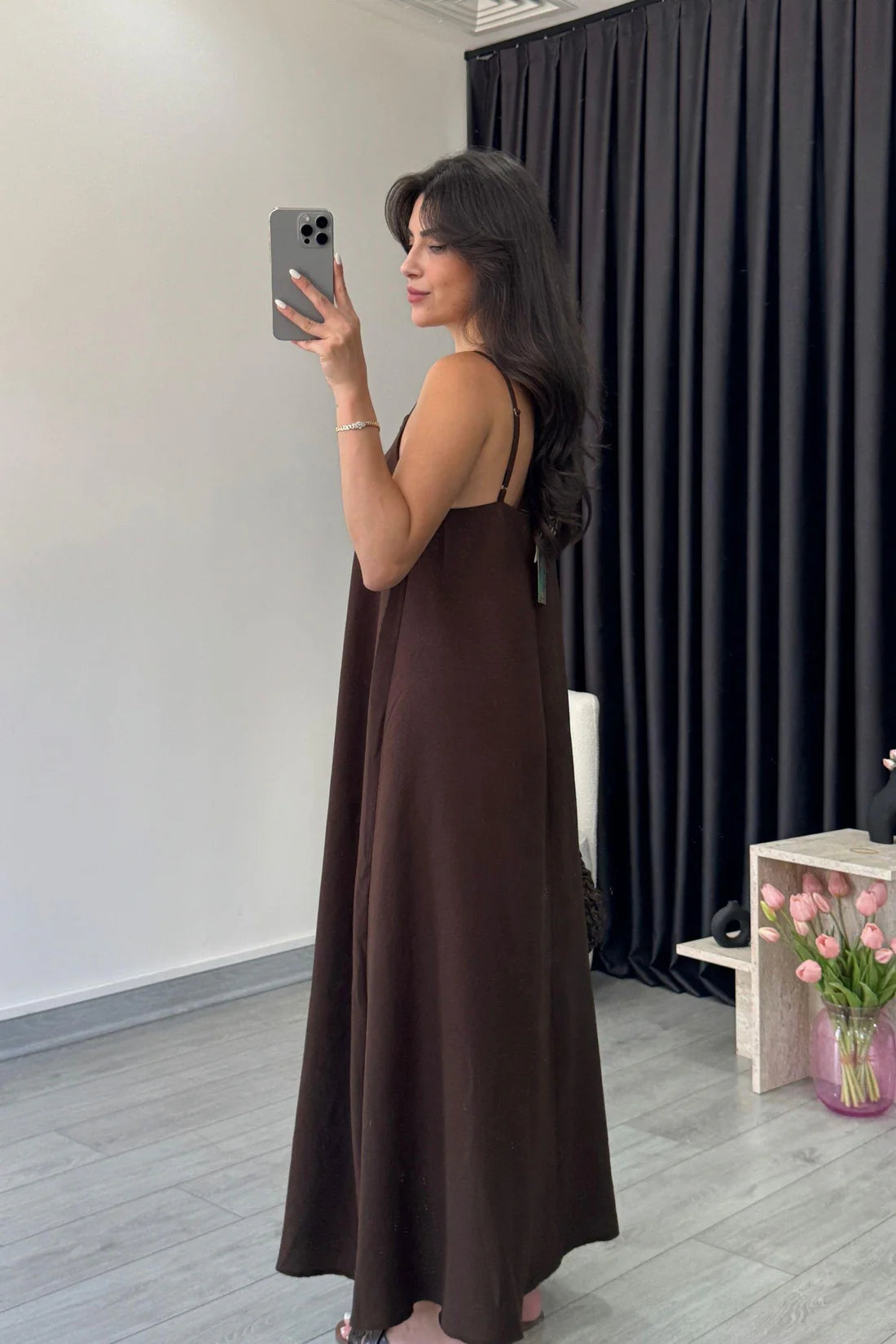 "Anamika" - Premium Flowy Fabric Maxi Dress with Spaghetti Straps