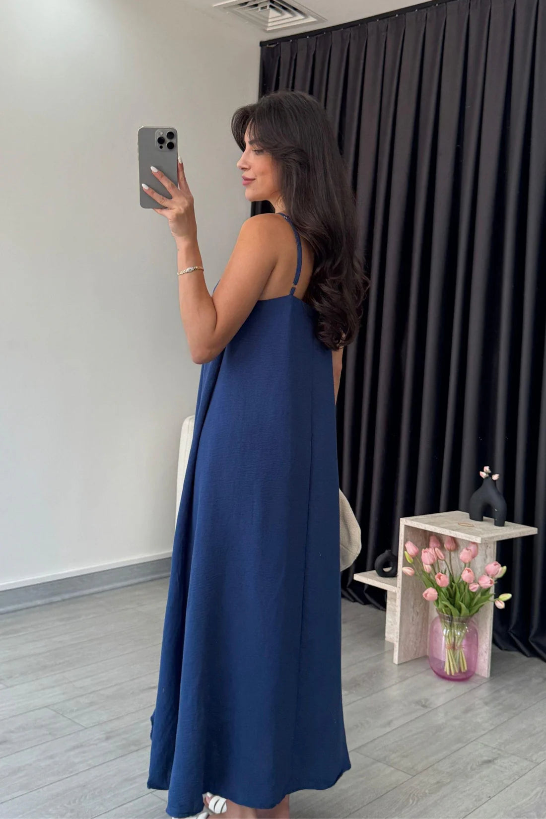 "Anamika" - Premium Flowy Fabric Maxi Dress with Spaghetti Straps