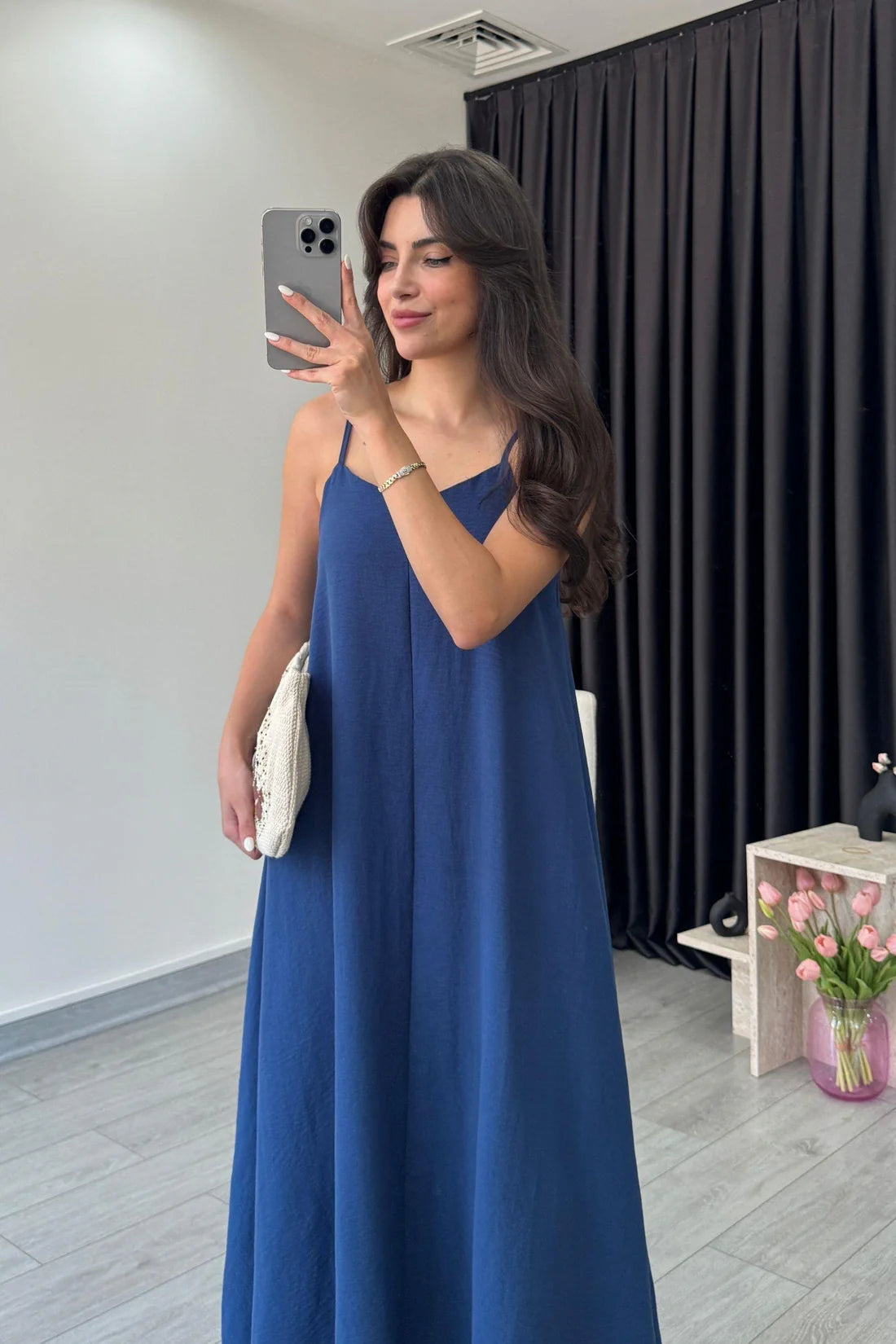 "Anamika" - Premium Flowy Fabric Maxi Dress with Spaghetti Straps