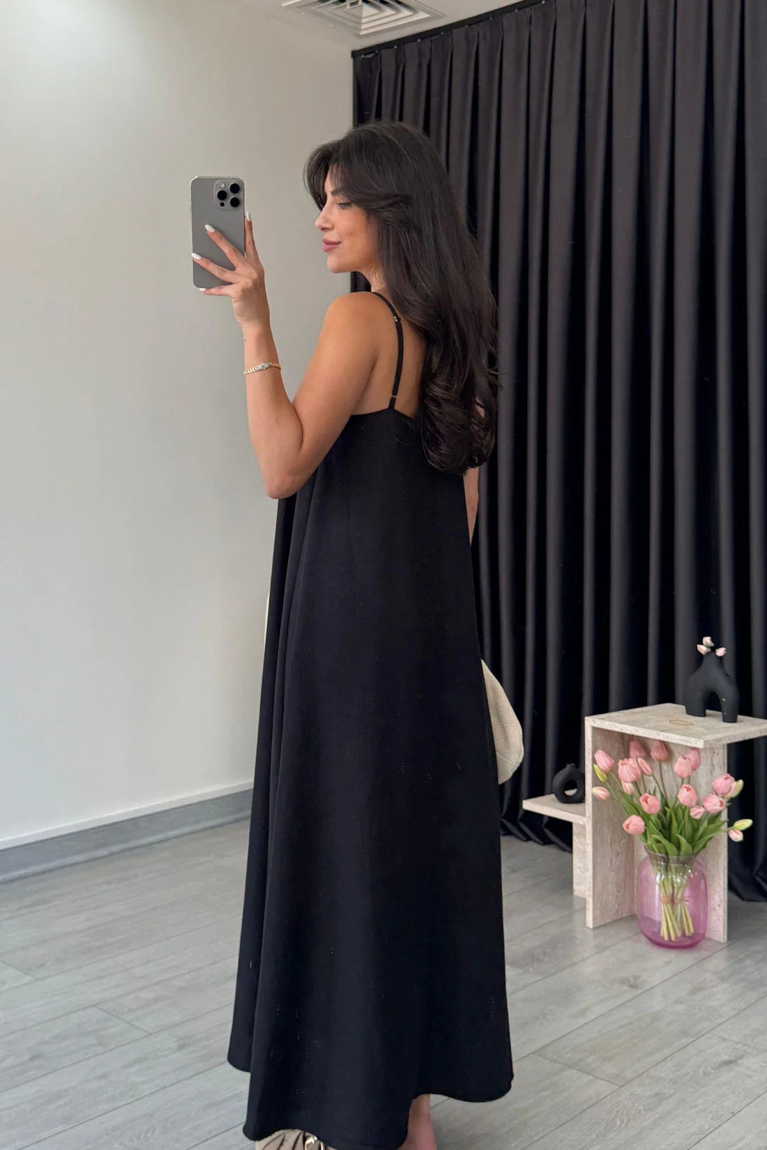 "Anamika" - Premium Flowy Fabric Maxi Dress with Spaghetti Straps