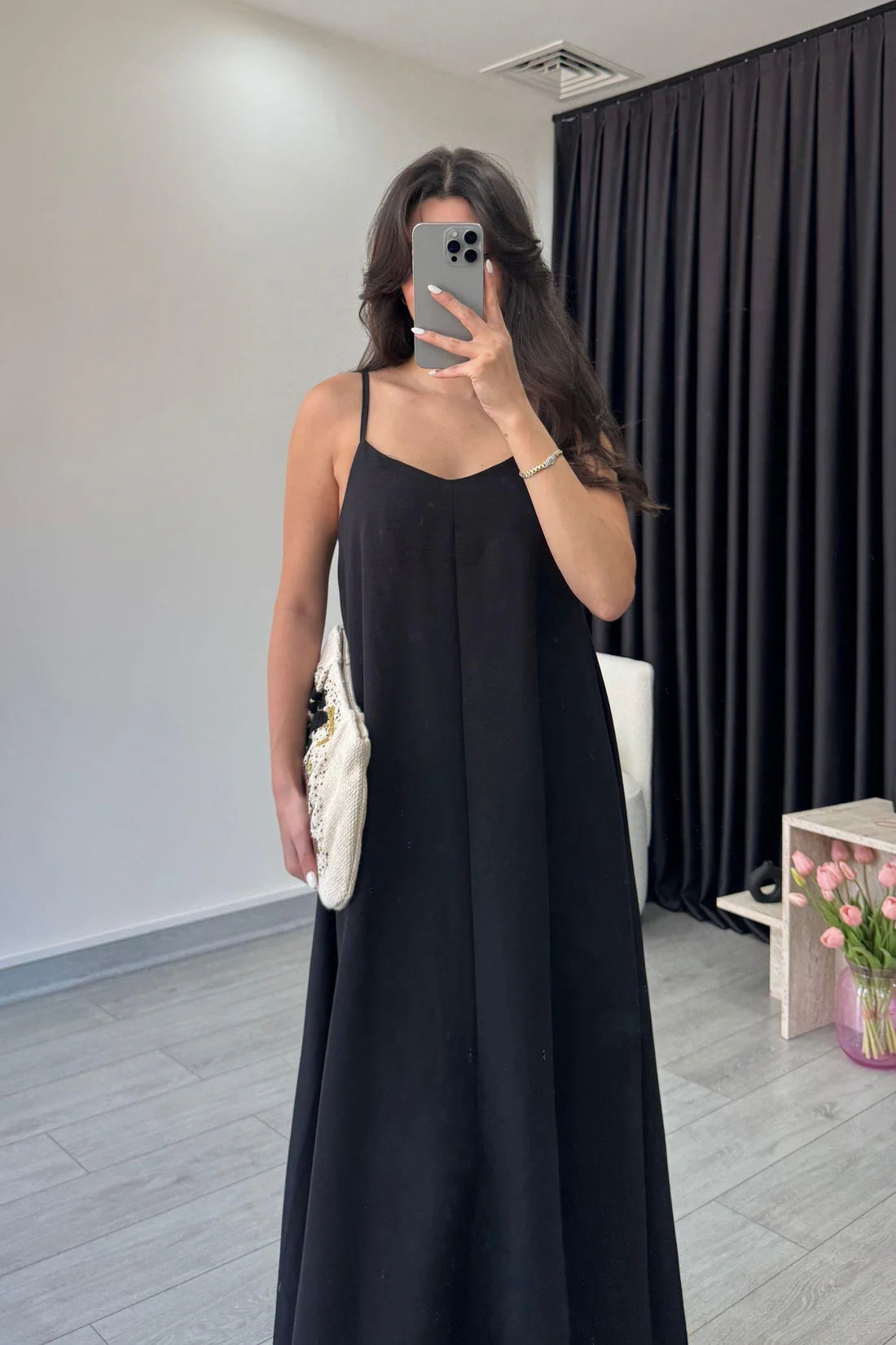 "Anamika" - Premium Flowy Fabric Maxi Dress with Spaghetti Straps