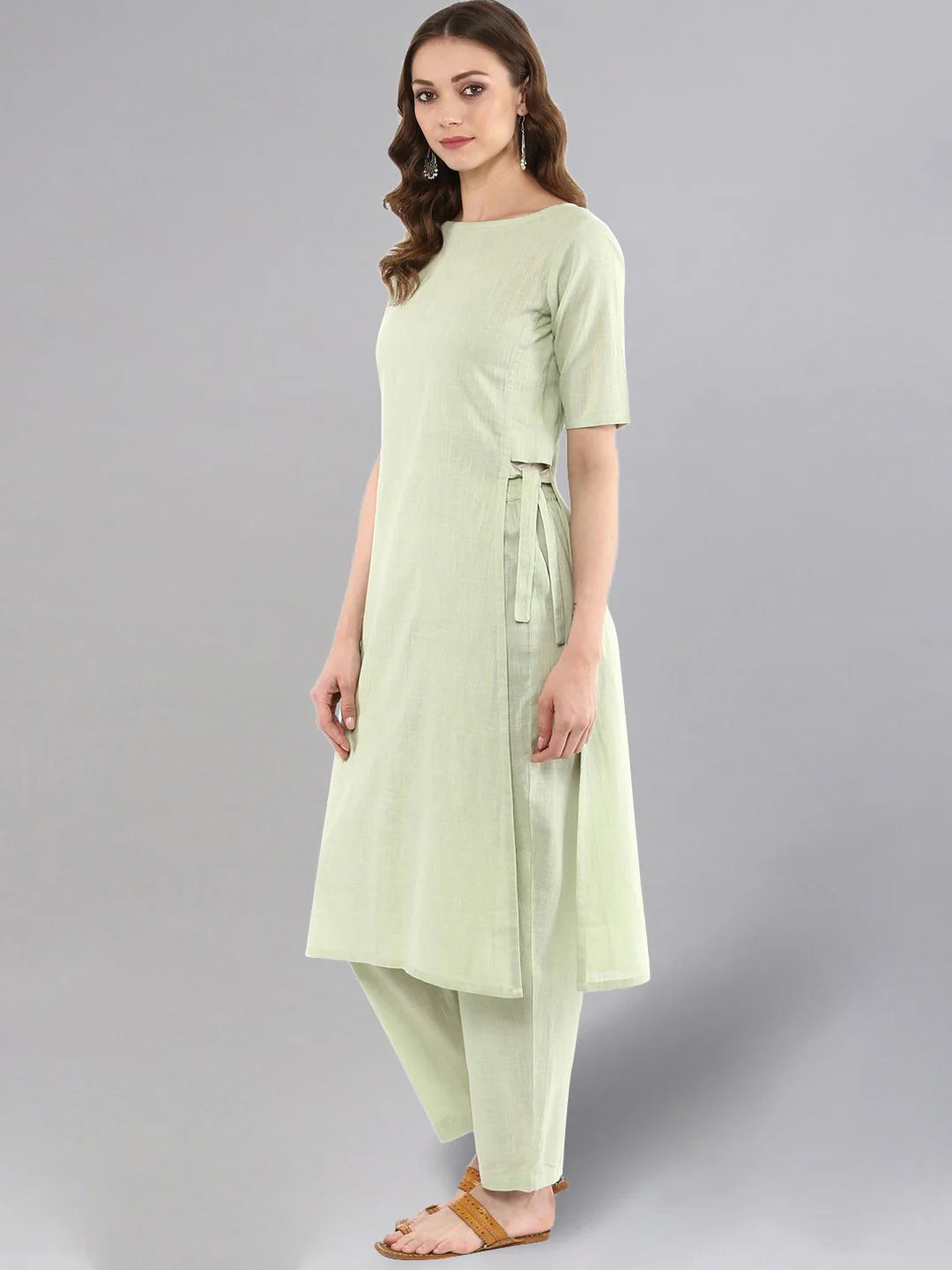 "Adira" - Elegant Cotton Flex Straight Kurta & Pants Set