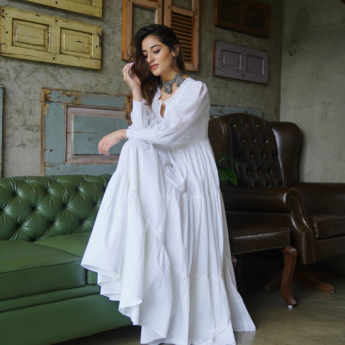 Graceful Long-Sleeve Maxi Dress