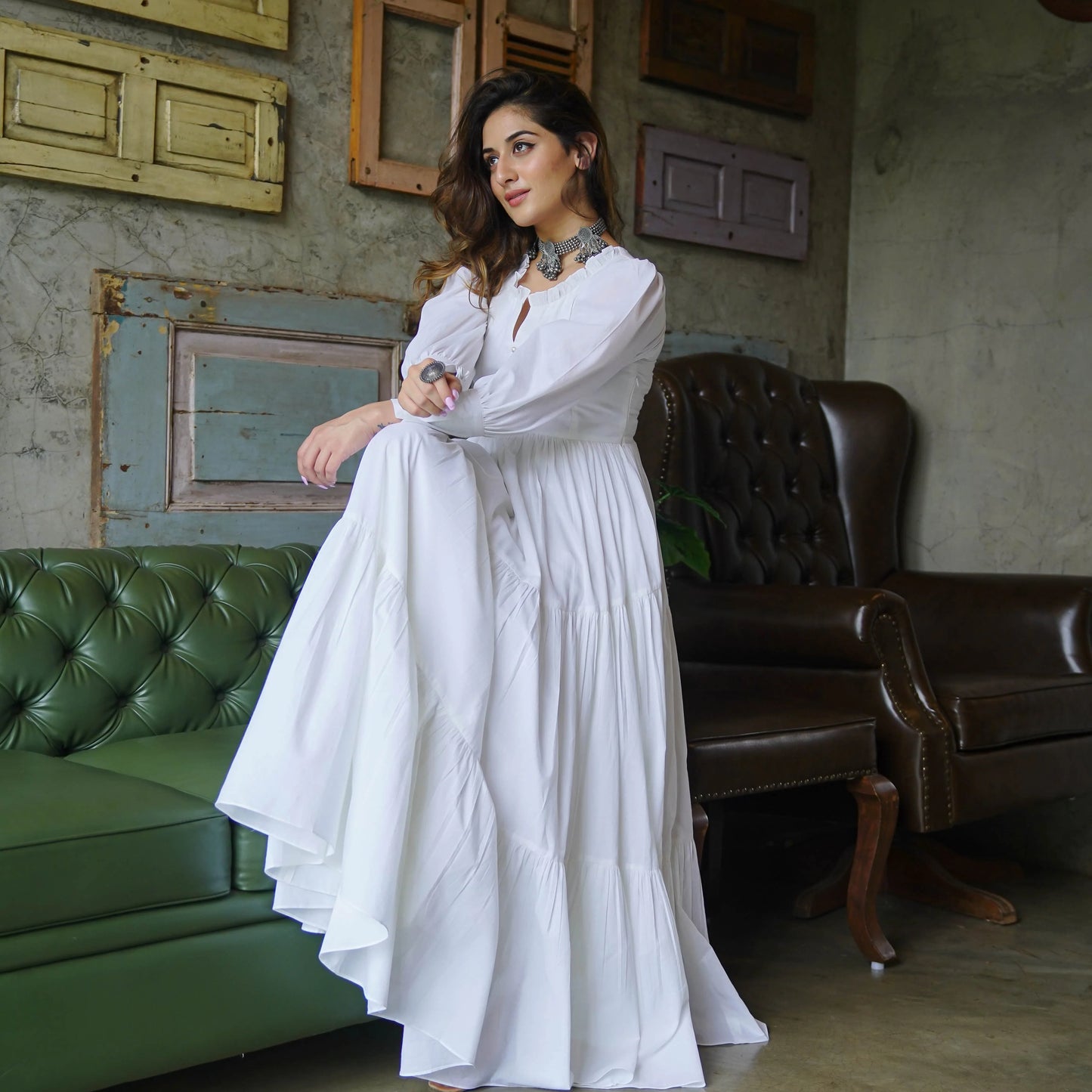 Graceful Long-Sleeve Maxi Dress