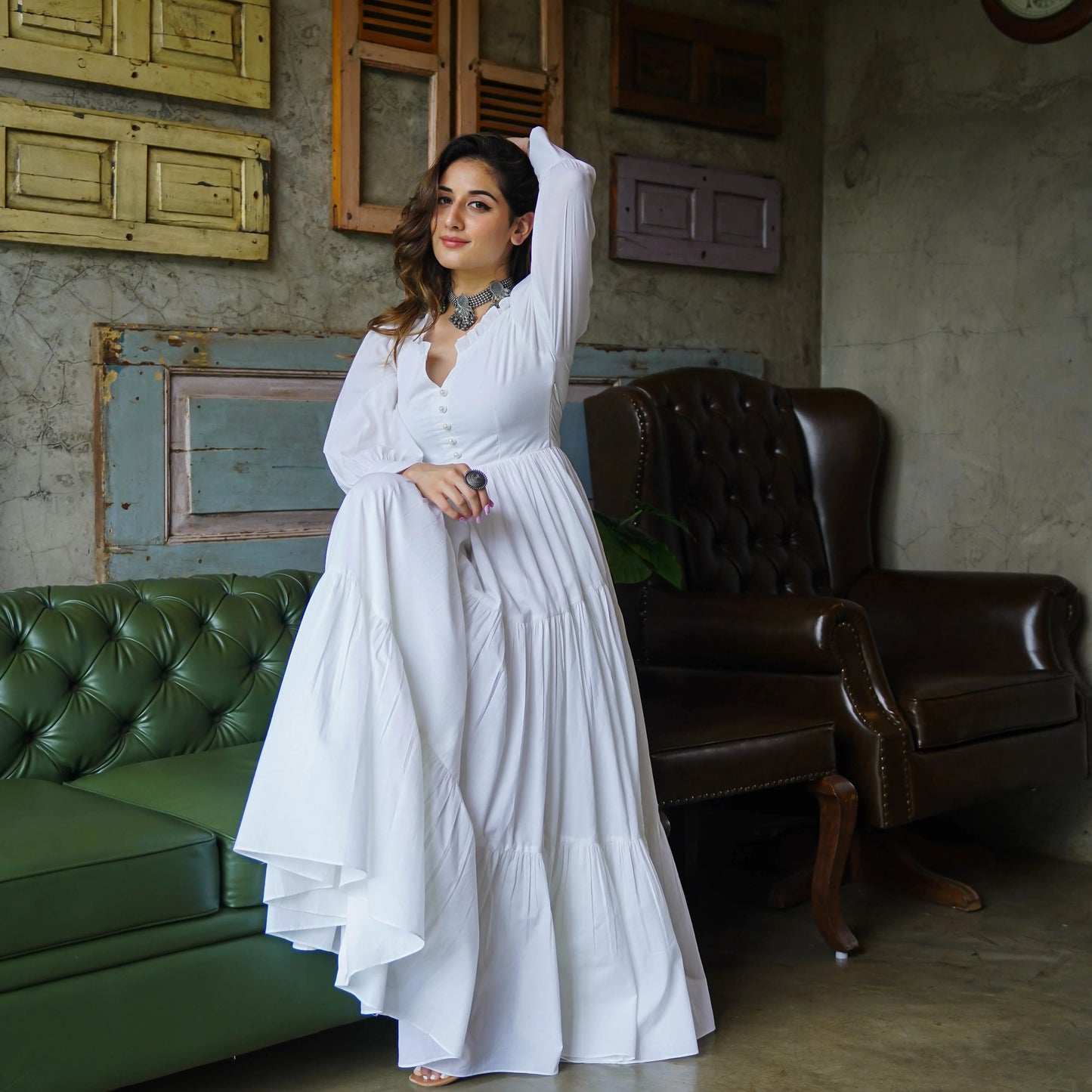 Graceful Long-Sleeve Maxi Dress