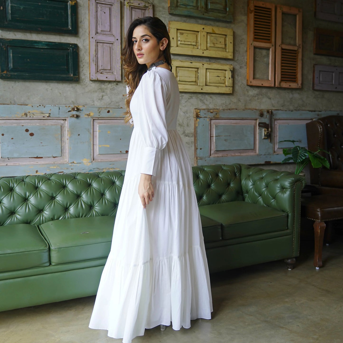 Graceful Long-Sleeve Maxi Dress