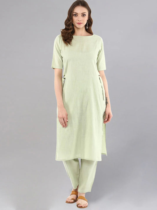 "Adira" - Elegant Cotton Flex Straight Kurta & Pants Set