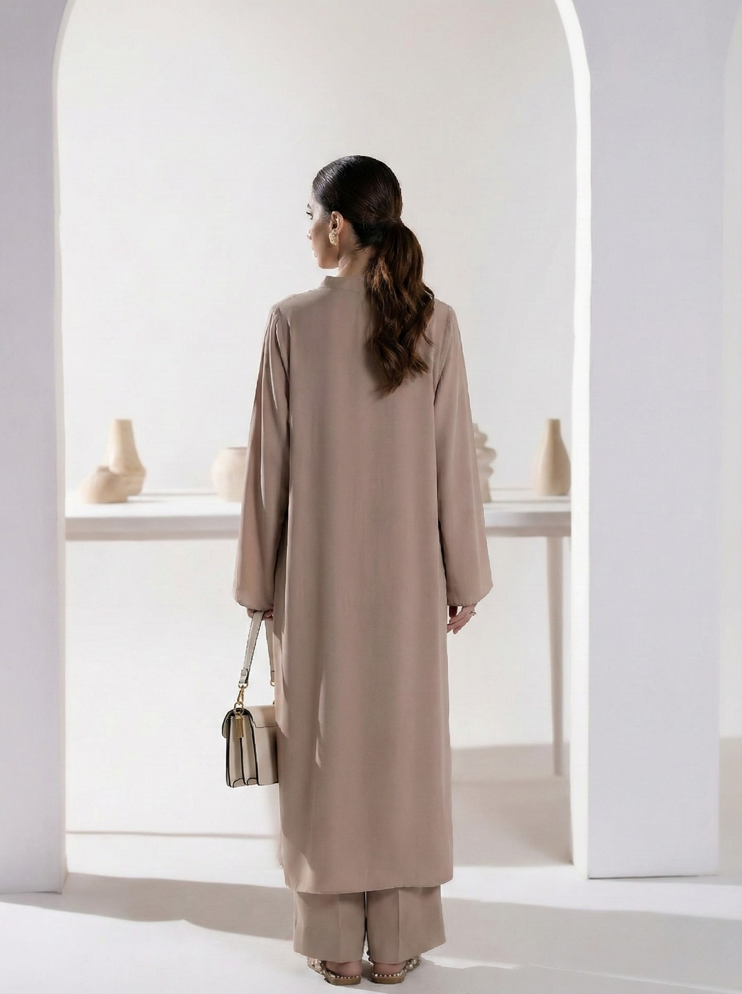 "The Aura" – Luxe Beige Rayon Minimalist Co-ord Set