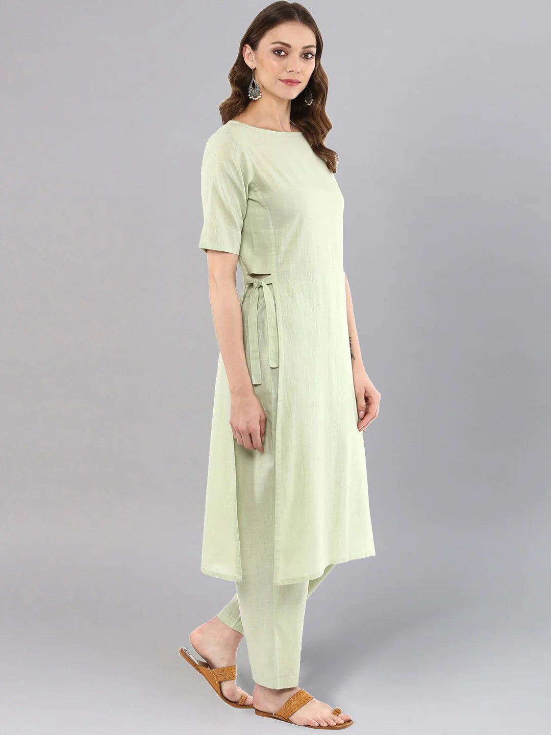 "Adira" - Elegant Cotton Flex Straight Kurta & Pants Set
