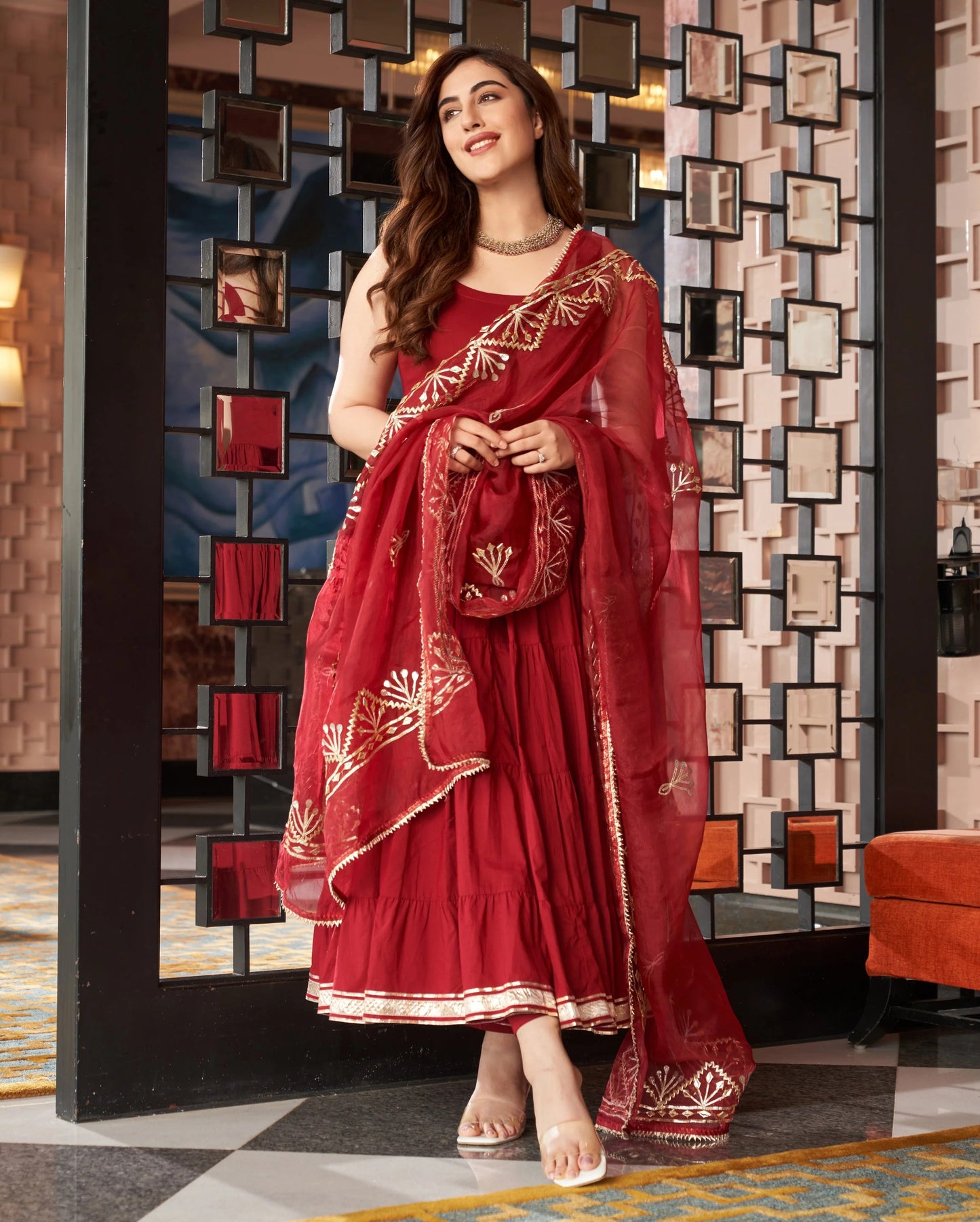 Noor-e-Gul Maroon Cotton GotaPatti Suit Set
