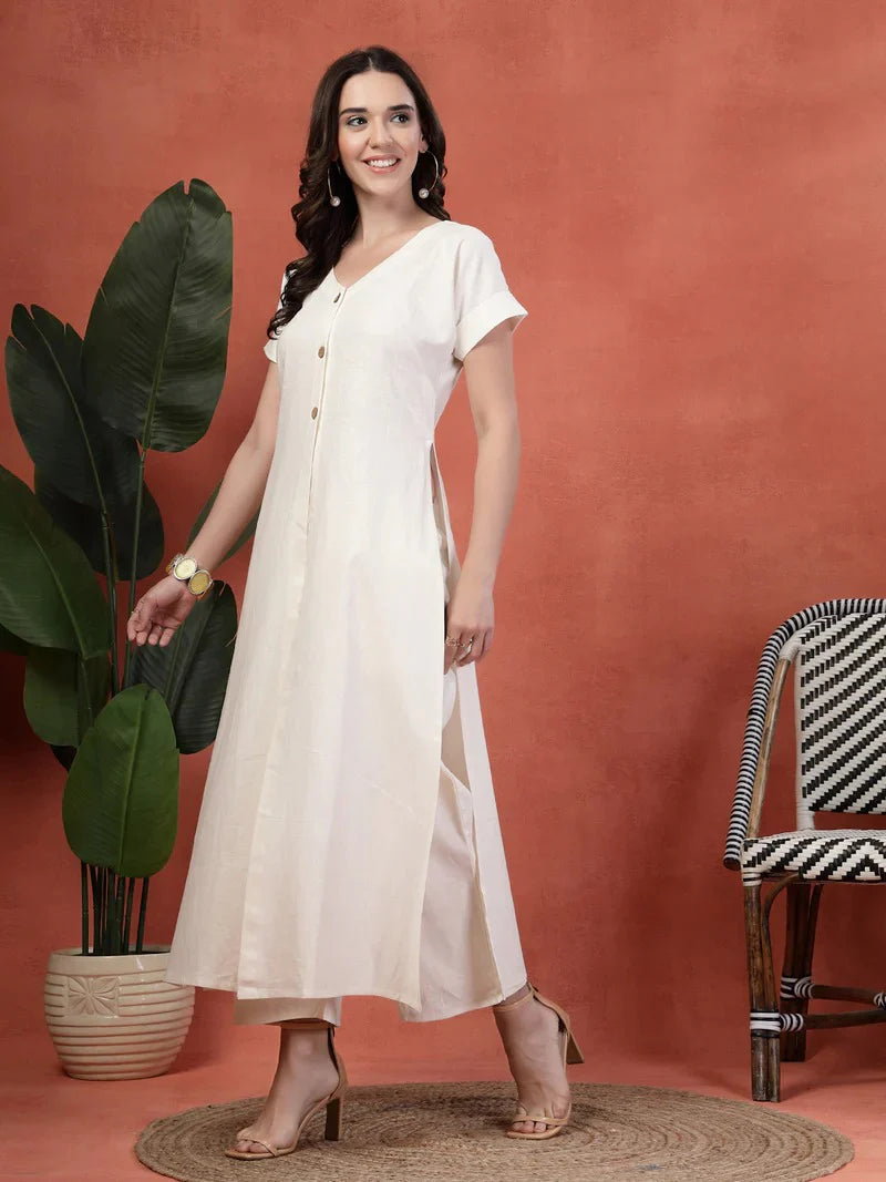 "Sana" - Crisp Cotton Flex Tunic & Pants Set