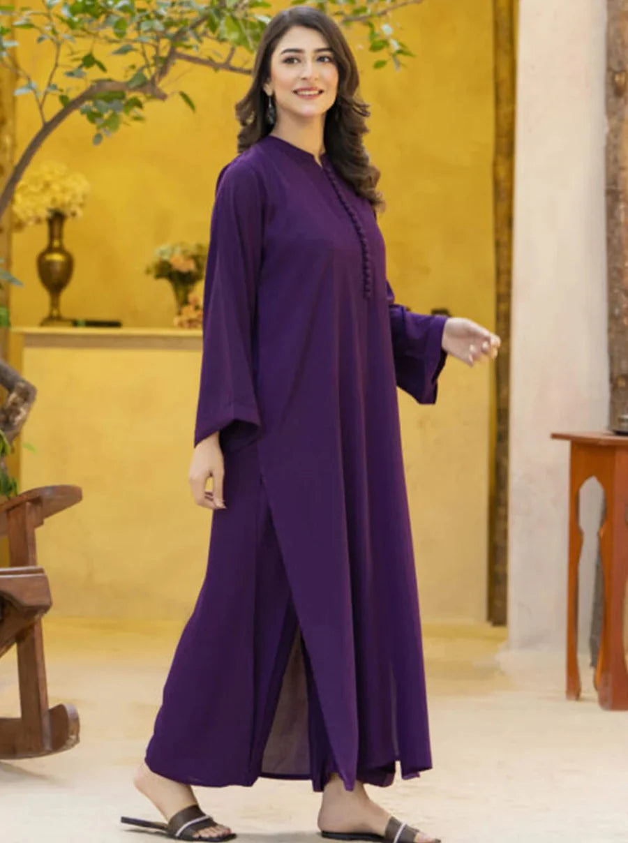 "Leher" - Flowy Georgette Tunic & Straight Pants Co-ord Set with Wide Sleeves