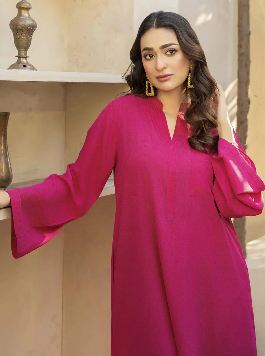 "Maahi" - Vibrant Deep Pink Georgette Straight Kurta & Pants Set