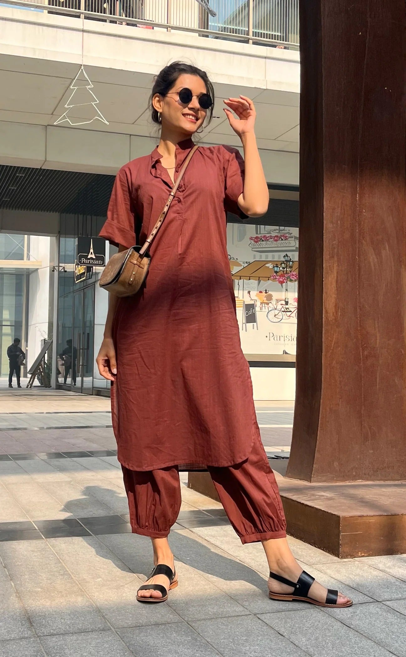 "Gati" - Cotton Slub Kurta Set with Balloon Pants
