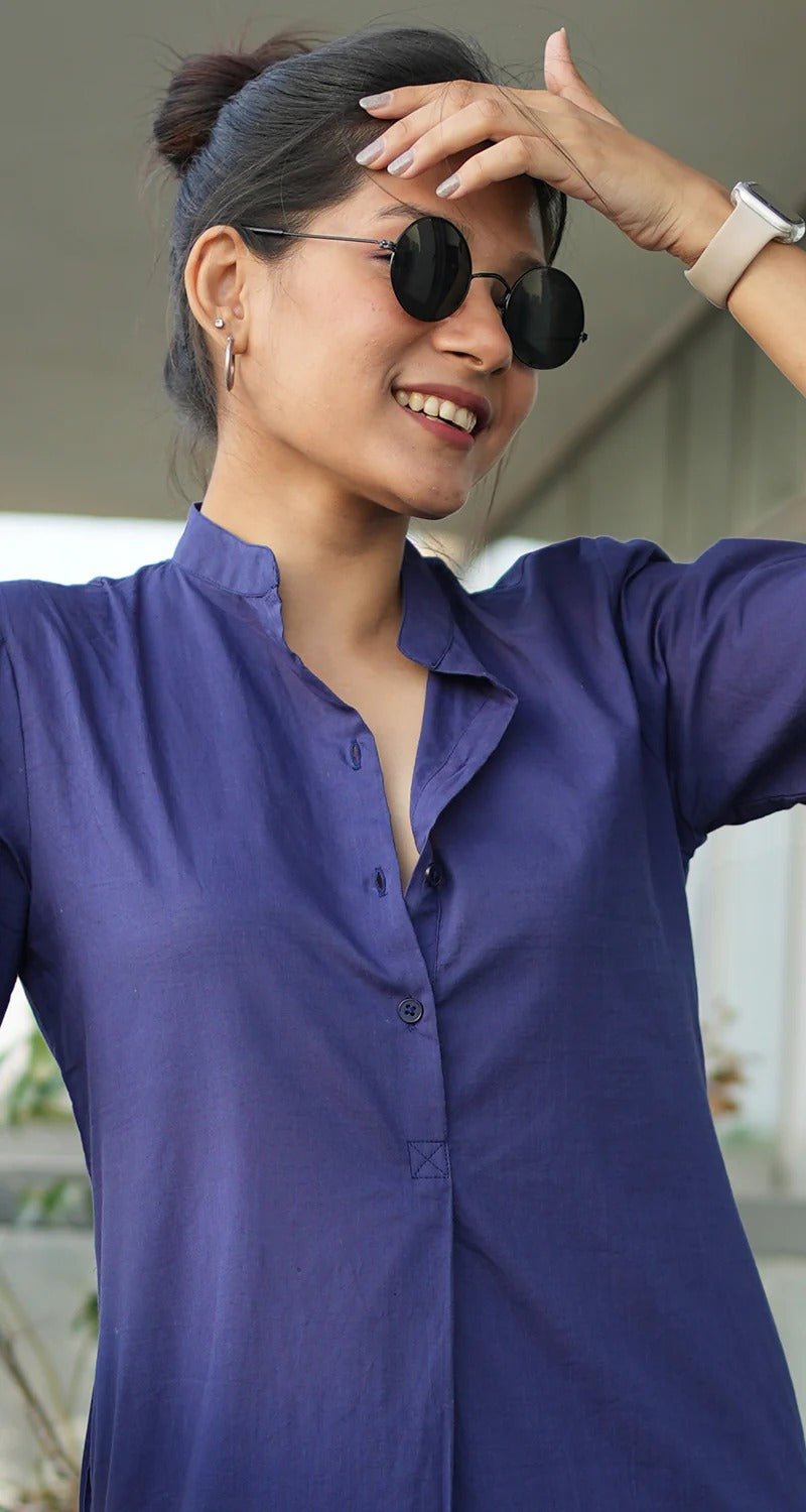 "Gati" - Cotton Slub Kurta Set with Balloon Pants