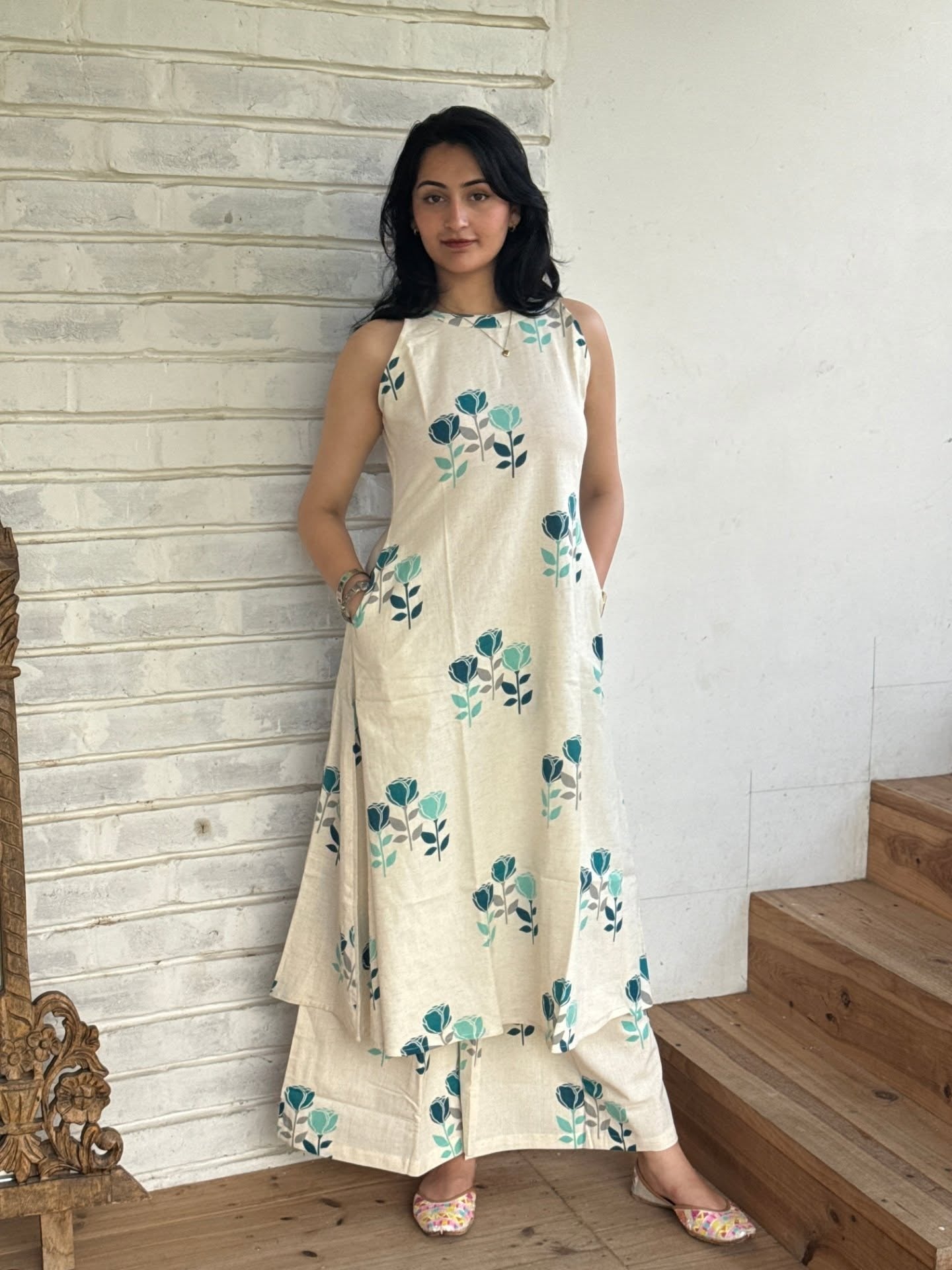 Elephant March/Floral Melody  Cotton Co-ord Set
