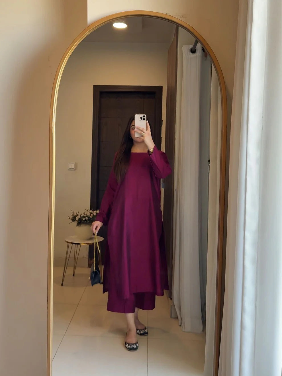 "Raaya" - Rich Wine Cotton Flex Straight Kurta & Pants Set