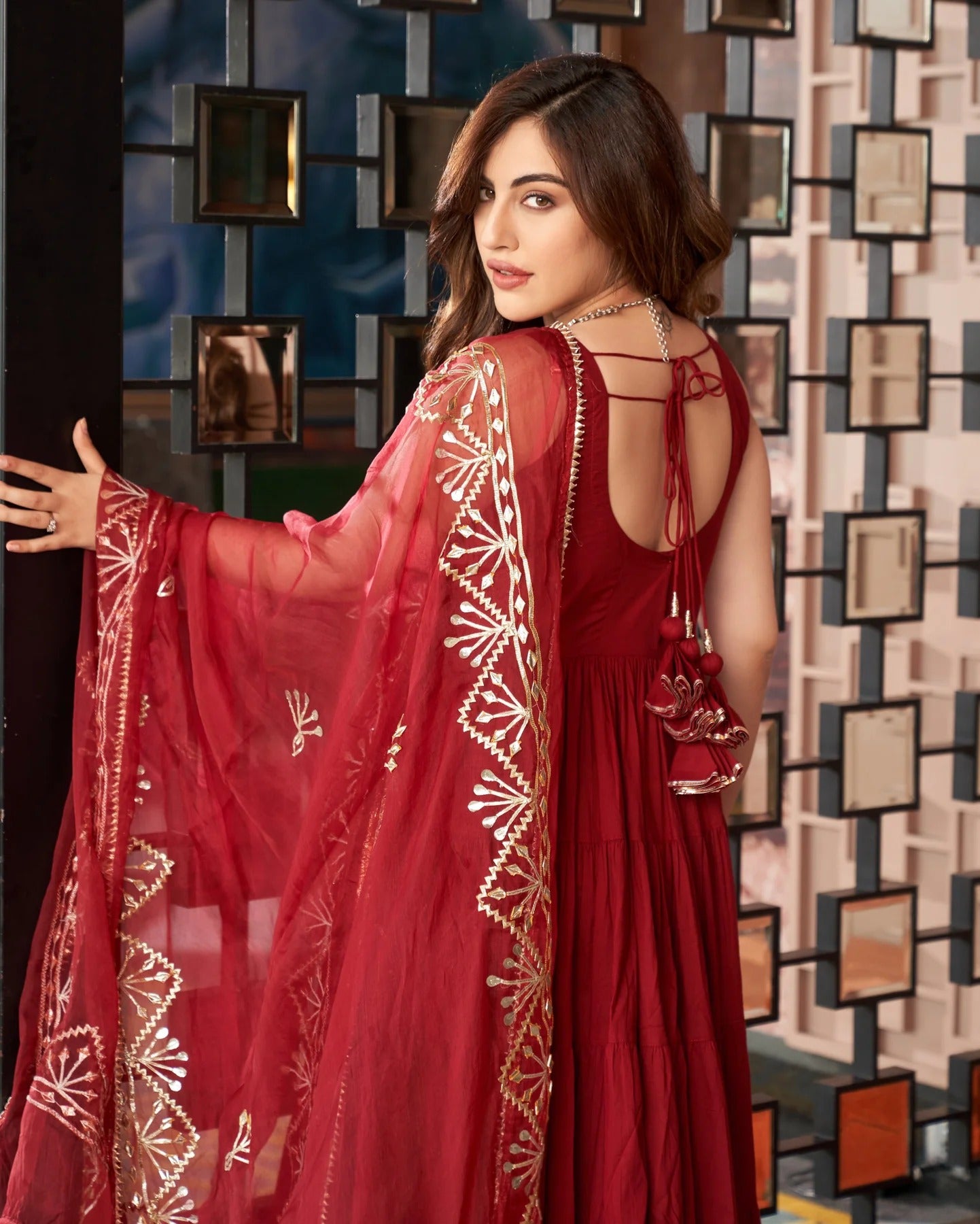 Noor-e-Gul Maroon Cotton GotaPatti Suit Set