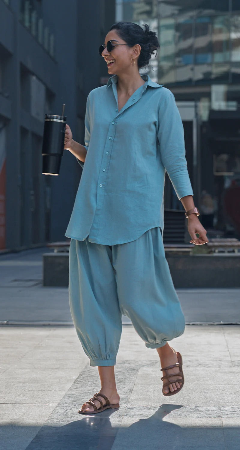 "Samira" - Flowy Cotton Co-ord Set with Balloon Pants