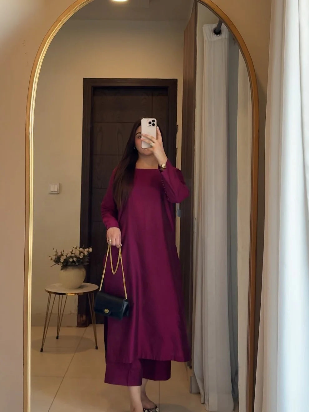 "Raaya" - Rich Wine Cotton Flex Straight Kurta & Pants Set