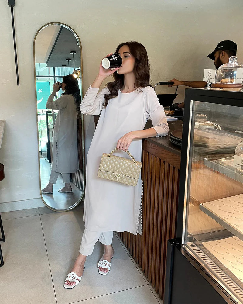 "Adah" - Flowy Butter Crepe Fabric Kurta & Pants Set