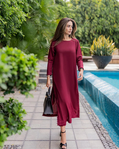 "Adah" - Flowy Butter Crepe Fabric Kurta & Pants Set